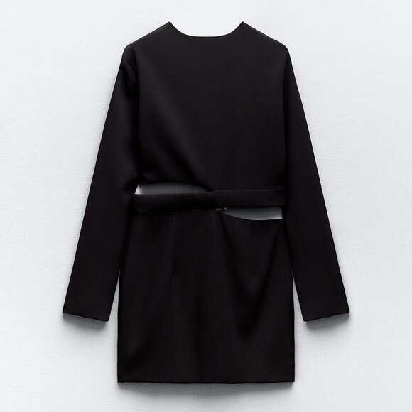 Zara Black Mini Dress with Belt Detail - Picture 7 of 8